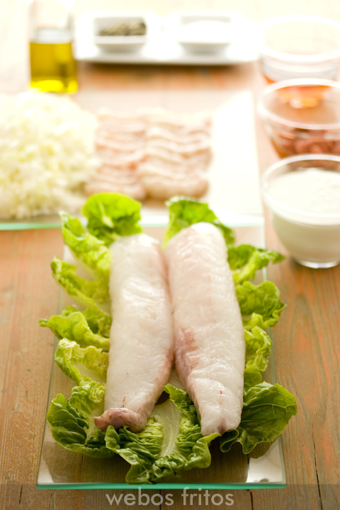 Ingredientes para el pastel de filo con rape y langostinos