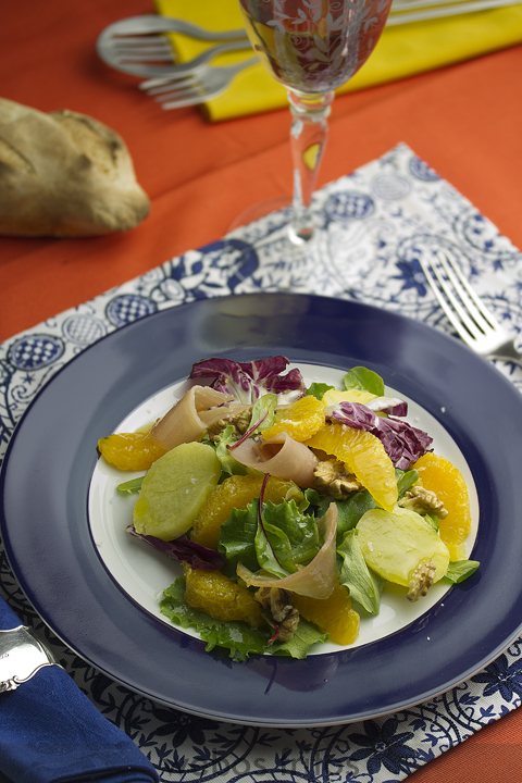 Ensalada templada de naranja y marlín
