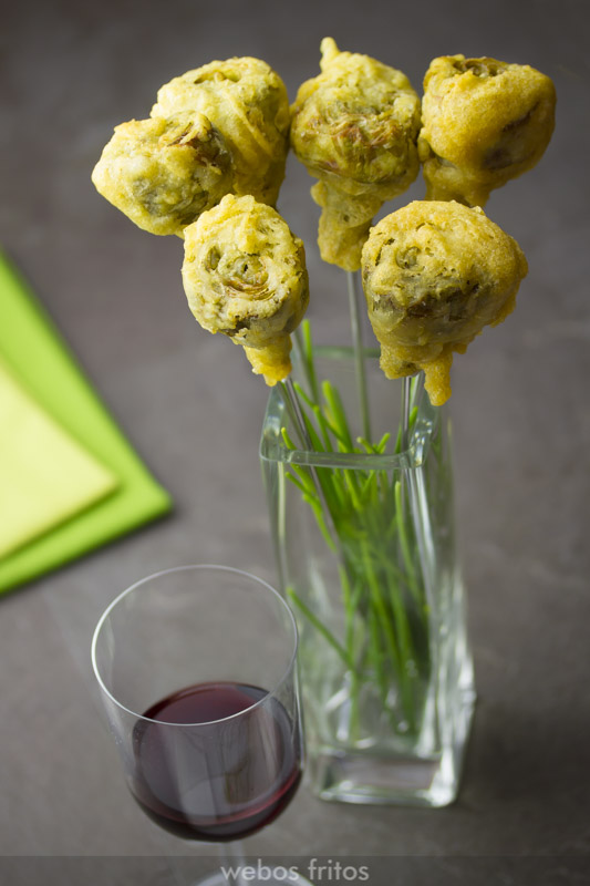 Florero de alcachofas en tempura