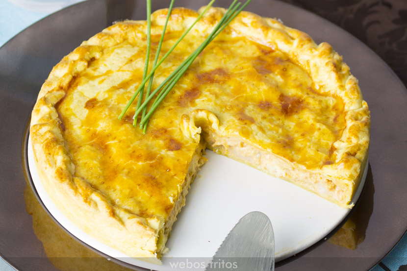 Tarta de rape y gambas - Corte