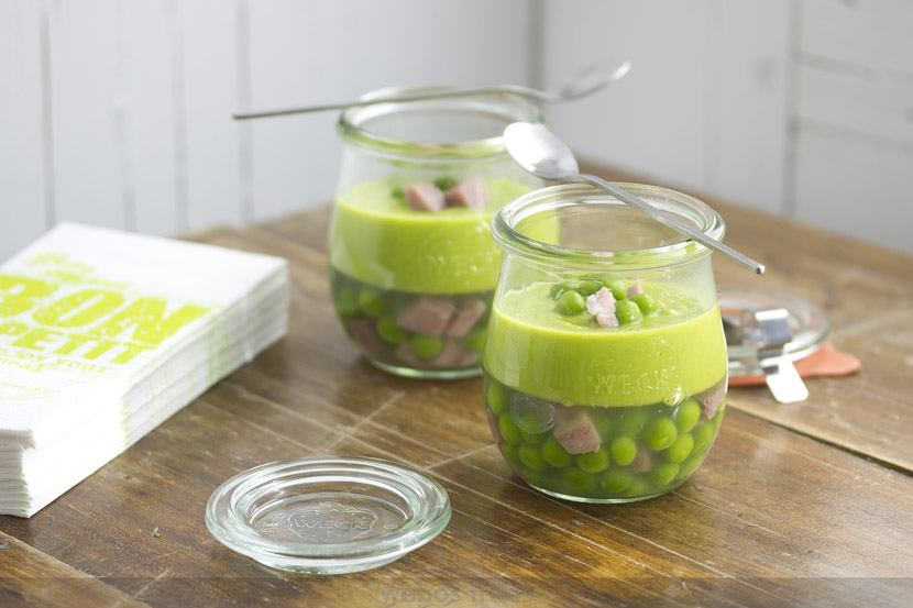 Crema de guisantes con gelatina