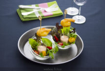 Langostinos en tempura con salsa rosa