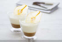 Mouse de peras con caramelo salado