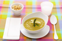 Crema de calabacín, espárragos y manzana